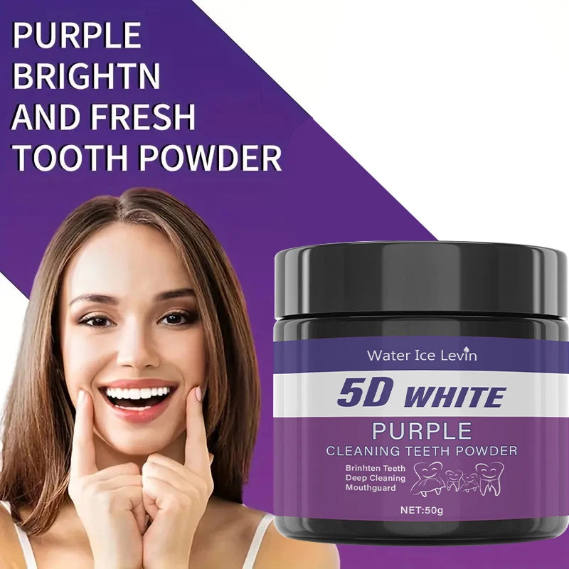Purple Tooth Cleaning Powder - Sulfate-Free, Deep Cleaning and Polishing, Whitens Teeth in 5 Days, Portable for Daily Use and Travel